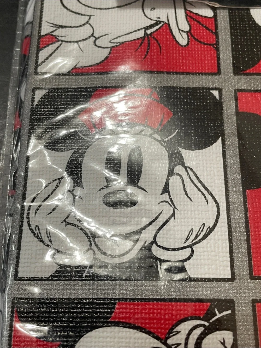 Disney Mickey Mouse Red, Black & White Panel Print PEVA Tablecloth NWT Very Nice